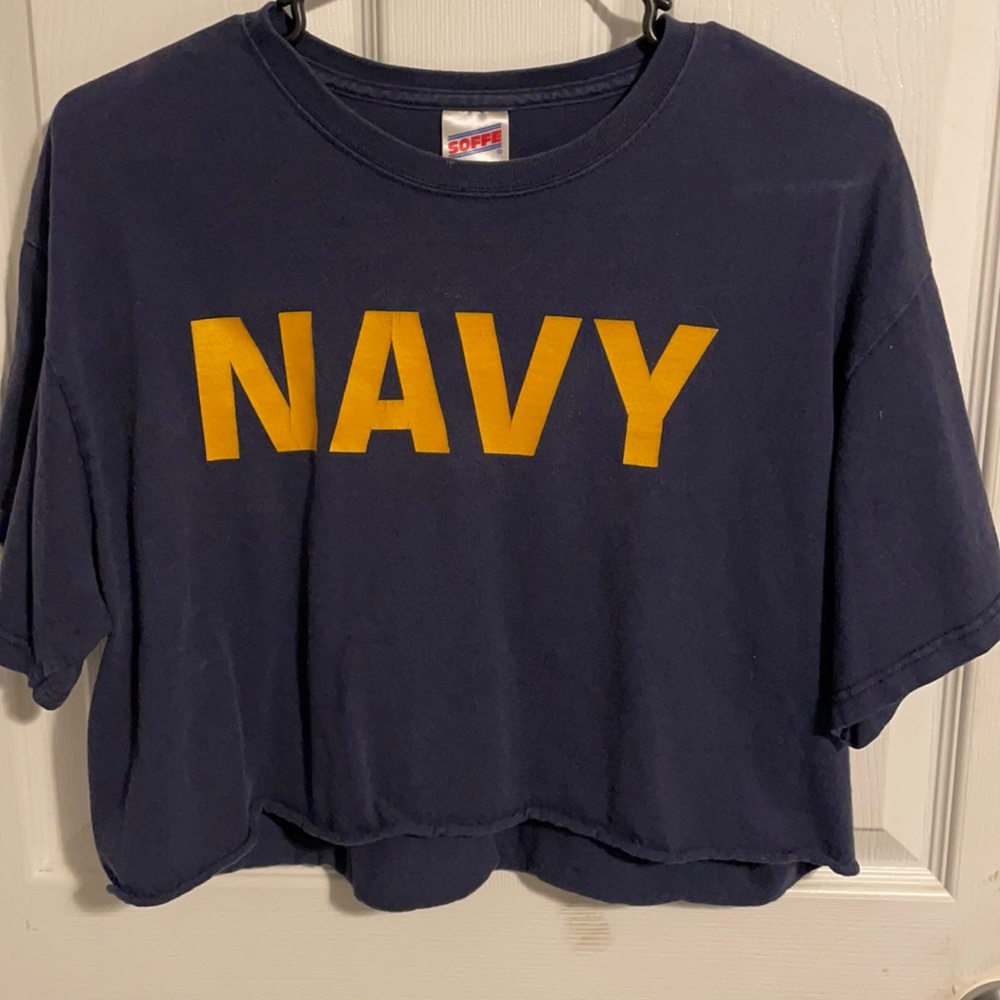 SOFEE crop NAVY tshirt